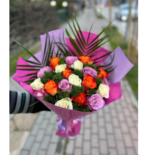 ithal renkli gül buketi5